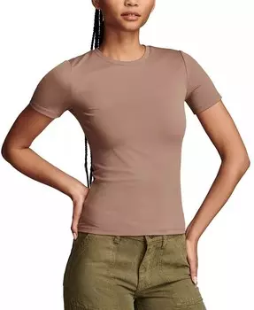 Женская футболка с короткими рукавами и контуром Lucky Brand, коричневый