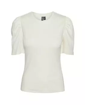 Женская футболка с короткими рукавами и круглым вырезом Pieces, белый