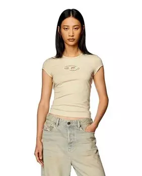 Женская футболка с короткими рукавами и круглым вырезом Diesel, бежевый