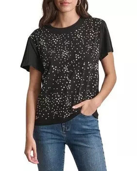 Женская футболка с короткими рукавами и круглым вырезом Dkny Jeans, черный