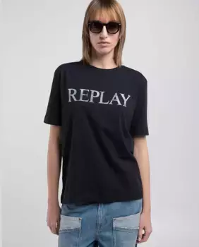 Женская футболка с короткими рукавами и круглым вырезом Replay, черный