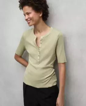 Женская футболка с короткими рукавами и круглым вырезом на пуговицах Ecoalf, цвет Caqui