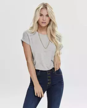 Женская футболка с короткими рукавами и круглым вырезом Only, серый