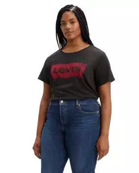 Женская футболка с короткими рукавами и круглым вырезом Levi's Plus, черный