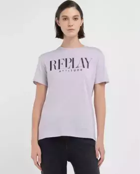 Женская футболка с короткими рукавами и круглым вырезом Replay, серый
