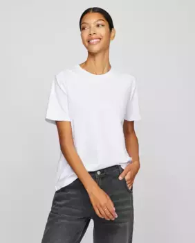 Женская футболка с короткими рукавами и круглым вырезом Vila, кремово-белый