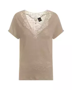 Женская футболка с короткими рукавами и круглым вырезом Boss Orange, бежевый