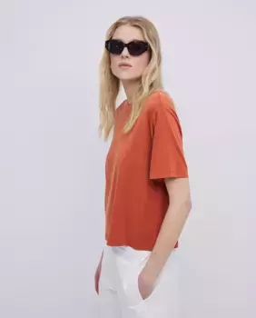 Женская футболка с короткими рукавами и круглым вырезом Yerse, коричневый