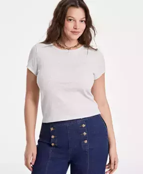 Женская футболка с короткими рукавами и круглым вырезом On 34th, серебряный