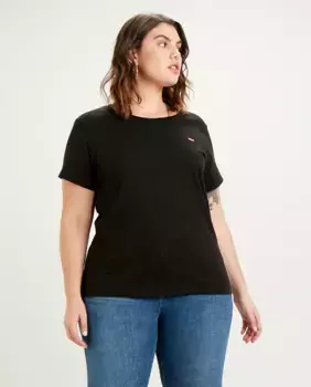 Женская футболка с короткими рукавами и логотипом бренда на груди Levi's Plus, черный