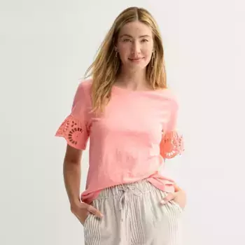 Женская футболка с короткими рукавами и люверсами Sonoma Goods For Life, цвет peach frenzy