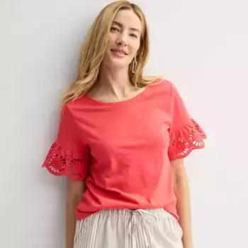 Женская футболка с короткими рукавами и люверсами Sonoma Goods For Life, цвет hawaii rose