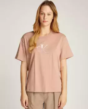 Женская футболка с короткими рукавами и монограммой Calvin Klein Jeans, коричневый