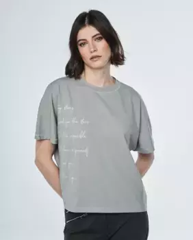 Женская футболка с короткими рукавами и надписью & Me Unlimited, серый