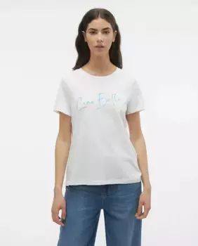 Женская футболка с короткими рукавами и надписью Vero Moda, белый