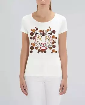 Женская футболка с короткими рукавами и принтом Tsf Tiger Lover Hyd, белый
