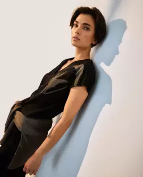 Женская футболка с короткими рукавами и принтом в виде листьев по бокам Woman El Corte Ingls, черный