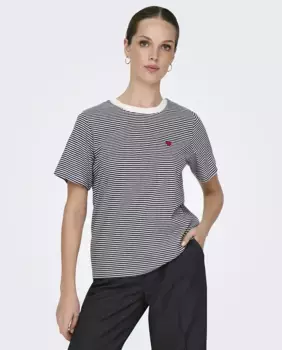 Женская футболка с короткими рукавами и принтом в виде сердца Jdy, тёмно-синий