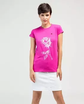 Женская футболка с короткими рукавами и принтом спереди De la Roca, розовый