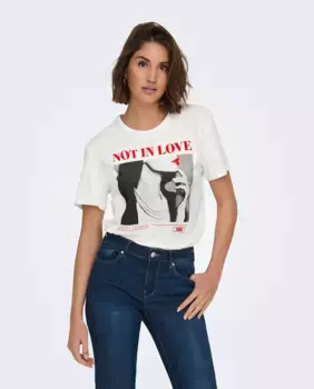 Женская футболка с короткими рукавами и принтом Only, белый