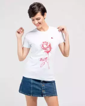 Женская футболка с короткими рукавами и рисунком спереди De la Roca, белый