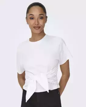 Женская футболка с короткими рукавами и узлом Only, белый