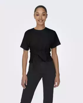 Женская футболка с короткими рукавами и узлом Only, чёрный