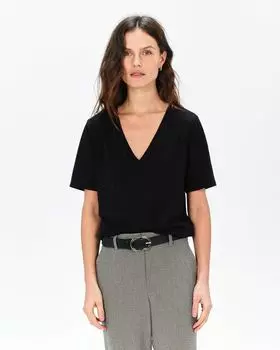 Женская футболка с короткими рукавами и V-образным вырезом Caroll, черный