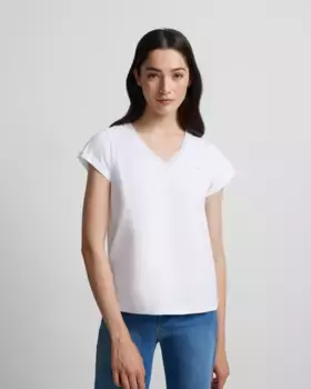 Женская футболка с короткими рукавами и V-образным вырезом Silbon, белый