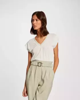 Женская футболка с короткими рукавами и V-образным вырезом Morgan, цвет Crudo