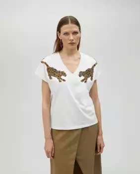 Женская футболка с короткими рукавами и V-образным вырезом Lola Casademunt, белый