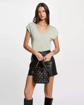 Женская футболка с короткими рукавами и V-образным вырезом Morgan, светло-зеленый