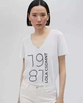Женская футболка с короткими рукавами и V-образным вырезом Lola Casademunt, белый