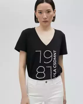 Женская футболка с короткими рукавами и V-образным вырезом Lola Casademunt, чёрный
