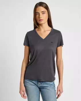Женская футболка с короткими рукавами и V-образным вырезом Lee, чёрный