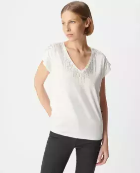 Женская футболка с короткими рукавами и V-образным вырезом IKKS, цвет Crudo