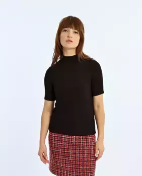 Женская футболка с короткими рукавами и воротником-стойкой Lili Sidonio, черный