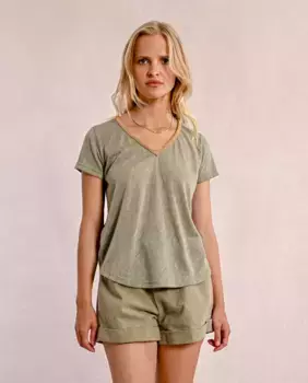 Женская футболка с короткими рукавами и вырезом горловины Molly Bracken, цвет Caqui