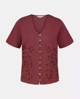 Женская футболка с короткими рукавами и вышивкой «шиффли» Southern Cotton, баклажановый