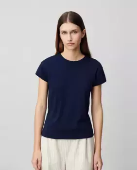 Женская футболка с короткими рукавами из 100% хлопка Claudie Pierlot, тёмно-синий