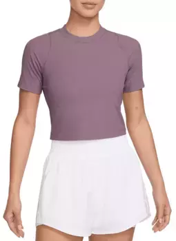Женская футболка с короткими рукавами Nike Zenvy Rib Dri-FIT, цвет Plum Dust