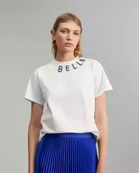 Женская футболка с короткими рукавами, украшенная стразами Lola Casademunt, белый