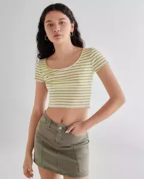Женская футболка с короткими рукавами в полоску Green Coast, фисташковый