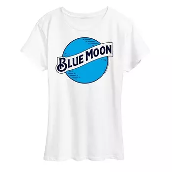 Женская футболка с круглым логотипом Blue Moon и графическим рисунком Licensed Character, белый