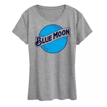 Женская футболка с круглым логотипом Blue Moon и графическим рисунком Licensed Character, цвет Heather Gray