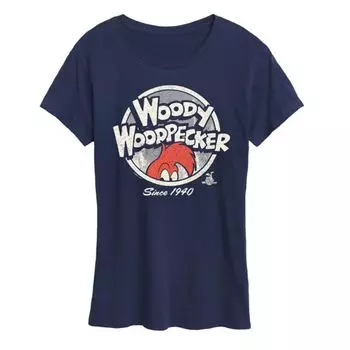 Женская футболка с круглым принтом Woody Woodpecker Licensed Character, синий