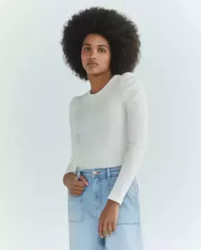 Женская футболка с круглым вырезом и длинным рукавом Pieces, белый