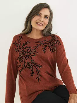 Женская футболка с круглым вырезом и длинным рукавом с принтом LCW Grace