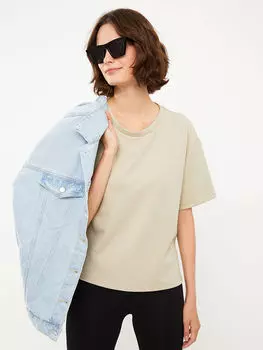 Женская футболка с круглым вырезом и коротким рукавом LCW Casual