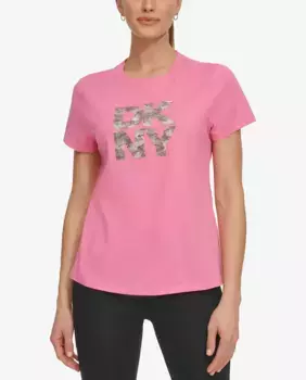Женская футболка с круглым вырезом и короткими рукавами DKNY, розовый